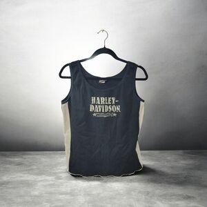 Harley-Davidson Black and Cream Tank Top